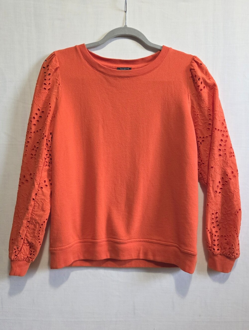 Talbots Orange Long Sleeve Sweater Eyelets MP